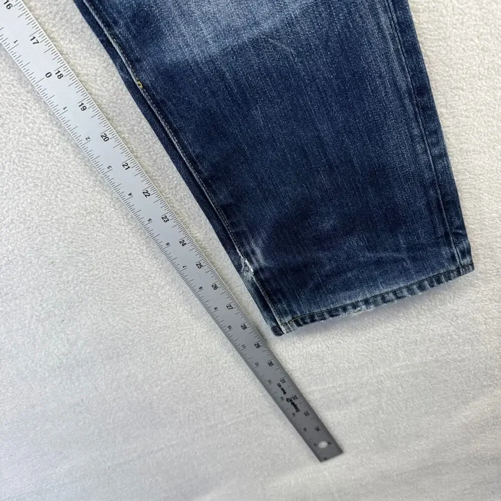 G Star Raw Jeans Mens 30x36 Fits 30x29 Blue 3301 Tapered Dark Wash Whisker Faded